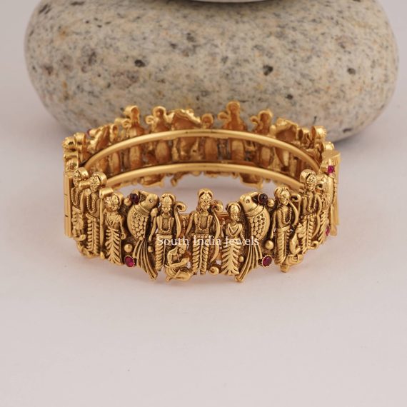 Traditional Ram Sita Gold Finish Kada Bangle