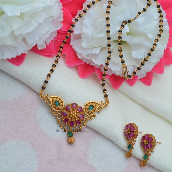 Matte Floral Pendent Mangalsutra