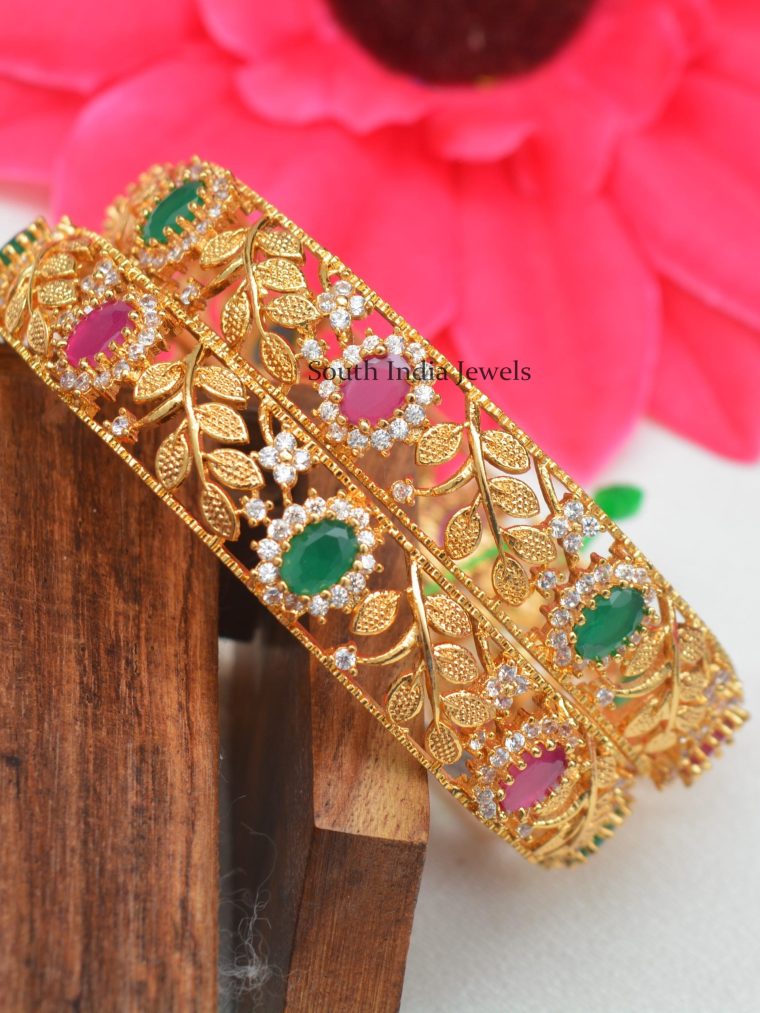 Royal Ruby Emerald Flower Bangles