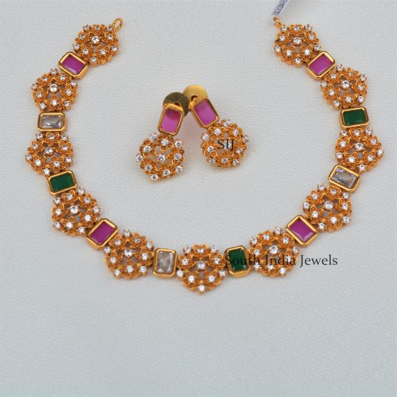 Stunning Floral Design Multi Color Necklace