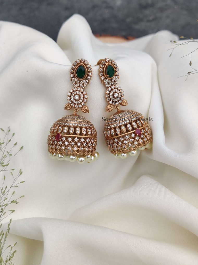 Traditional White Stone Jhumkas