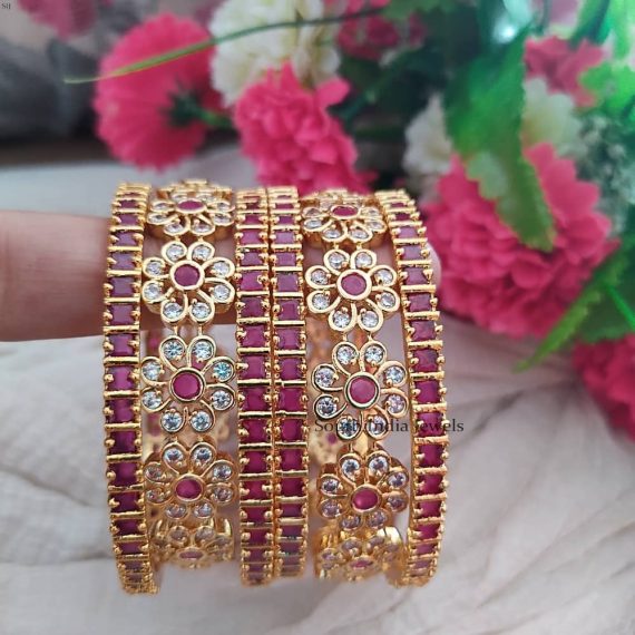 Floral Design Stones Bangles