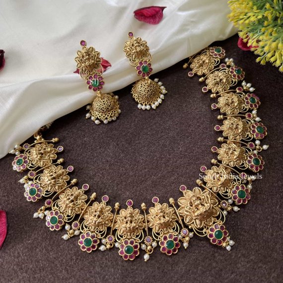 Floral Lakshmi Design Necklace