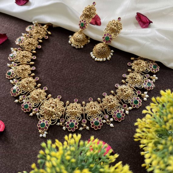 Floral Lakshmi Design Necklace