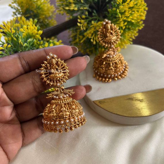 Gold Finish Lakshmi Jhumkas