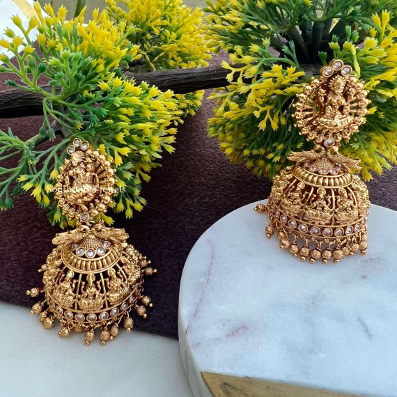 Gold Finish Lakshmi Jhumkas