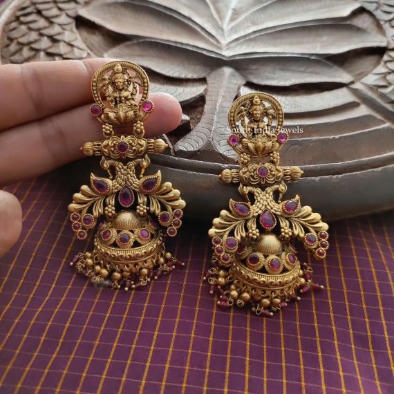 Gold Finish Lakshmi Jhumkas