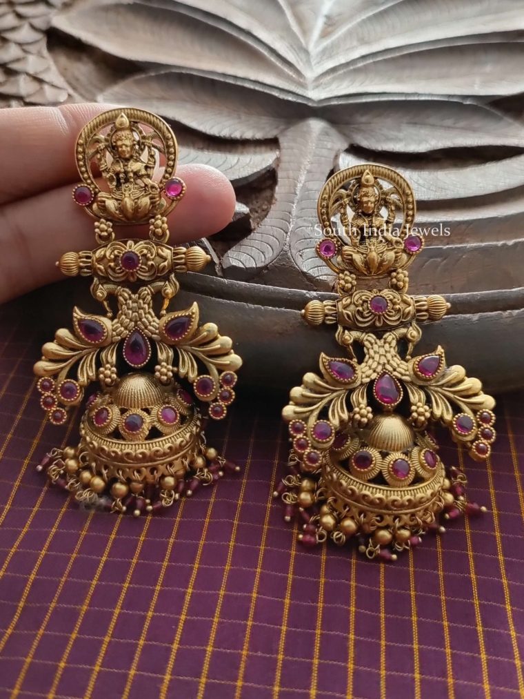 Gold Finish Lakshmi Jhumkas