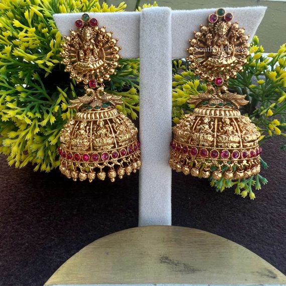 Gold Finish Lakshmi Jhumkas