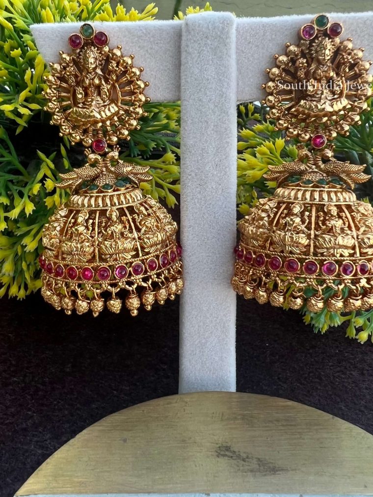 Gold Finish Lakshmi Jhumkas