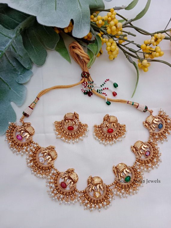 Pretty Chandbali Elephant Necklace..