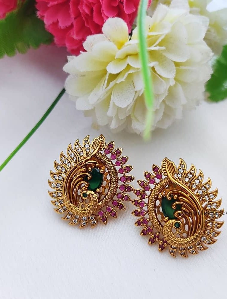 Pretty Peacock Stud Earrings