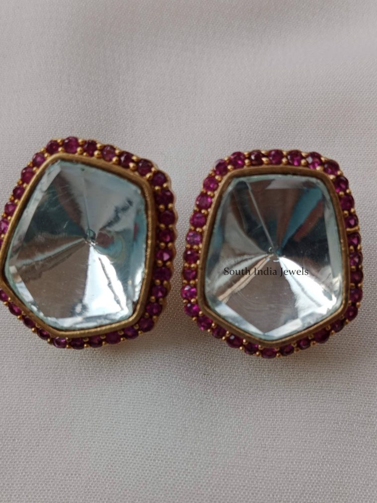 Pretty Pink Kundan Earrings