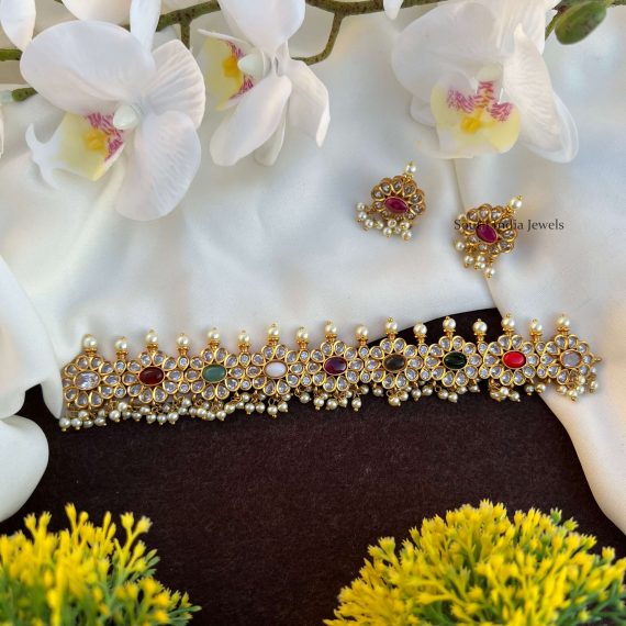 Navarathna Guttapusalu Floral Choker (4)