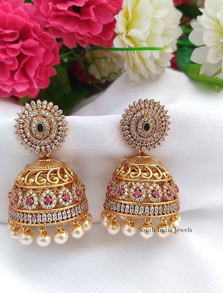 Attractive Stones Design Jhumkas