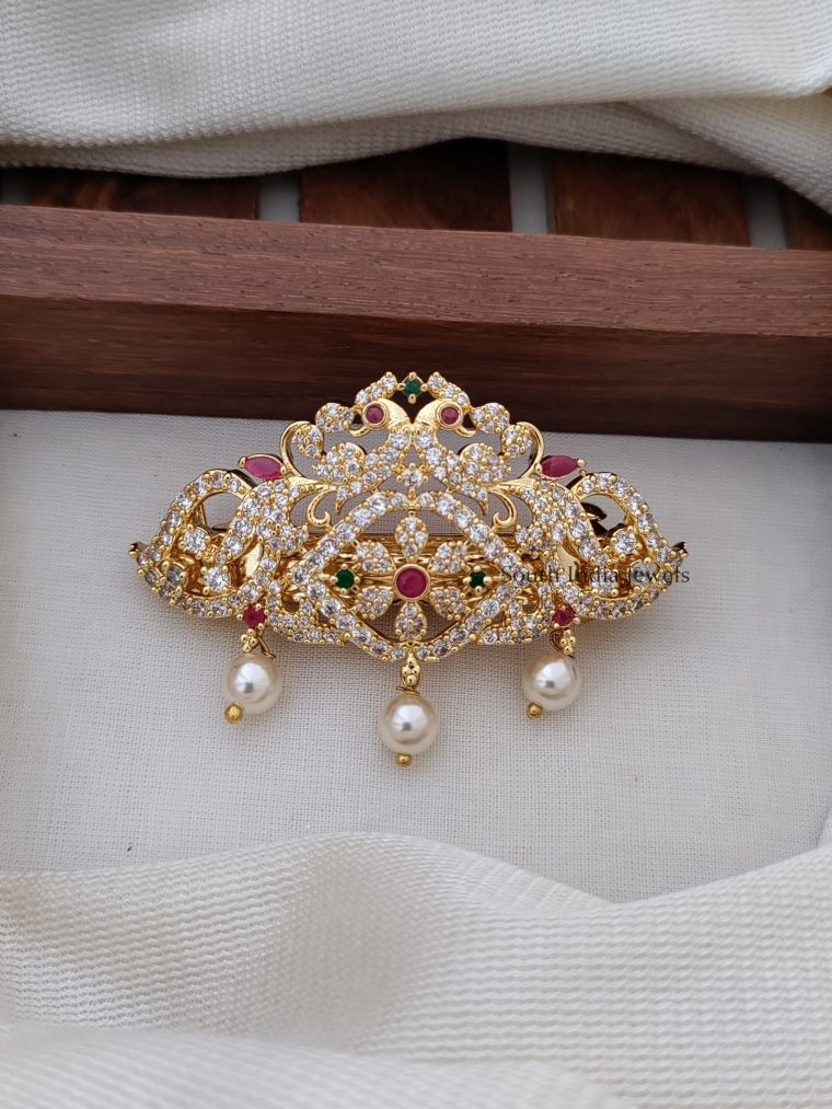 Flower Design CZ Stone Hair Clip