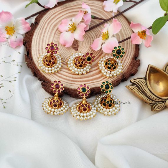 Imitation Kemp Stones Jhumkas