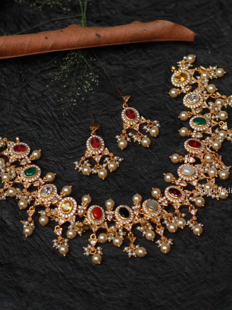 92.5 Silver Navarathna Necklace Set (3)