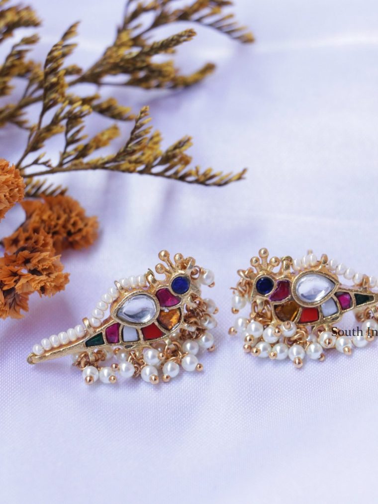 Bird Design Kundan Jadau Earrings