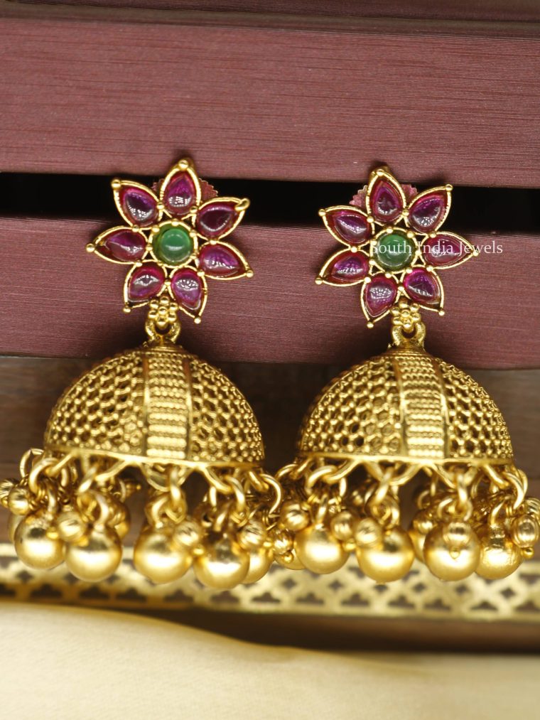 Floral Design Temple Jhumkas