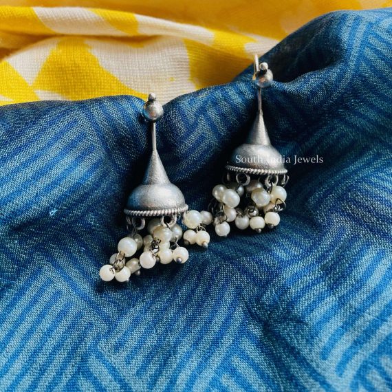 German Silver Pearl Jhumkas (2)