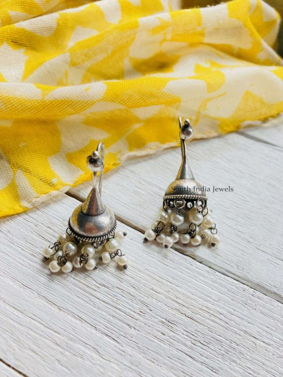 German Silver Pearl Jhumkas (3)