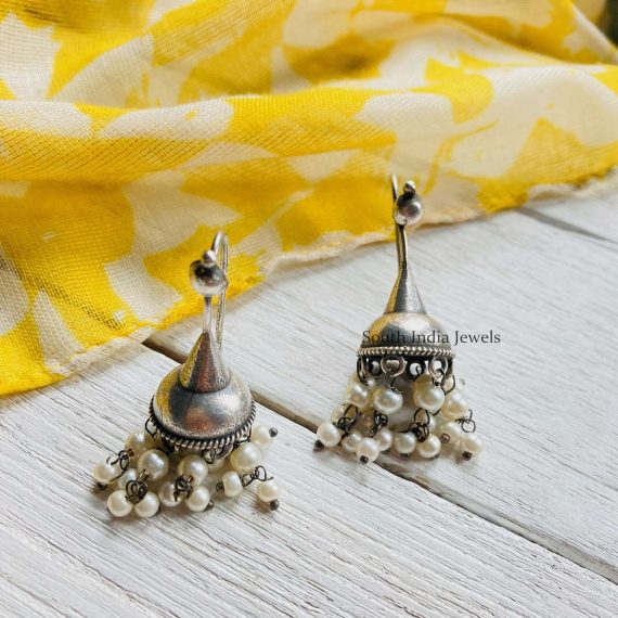 German Silver Pearl Jhumkas