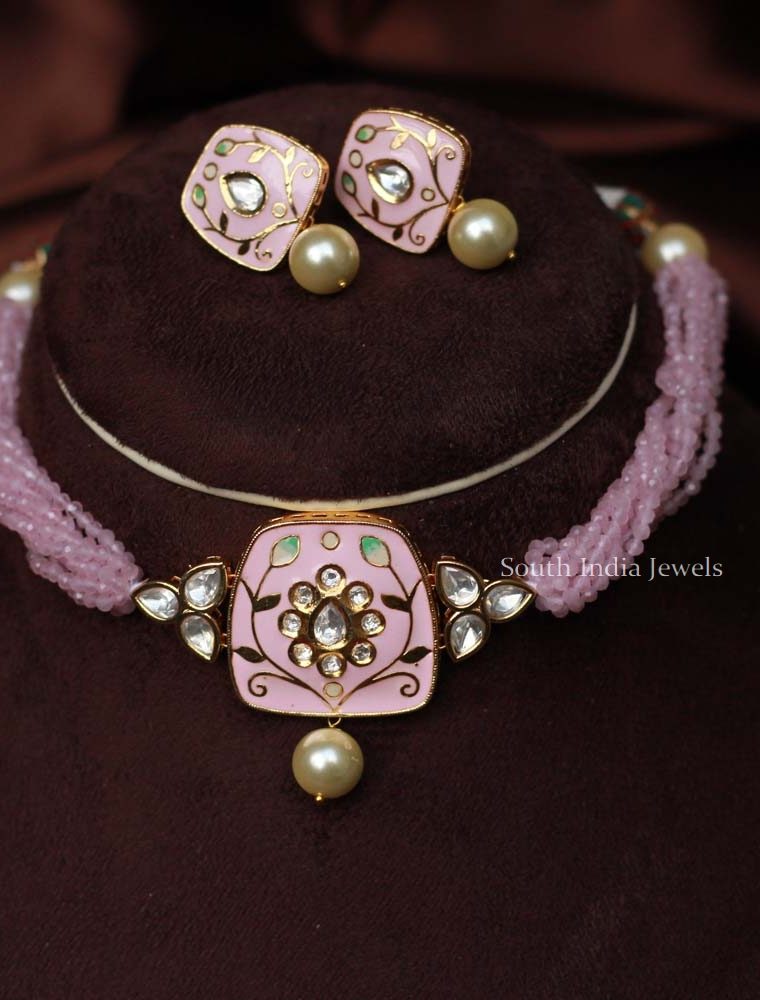 Pink Meenakari Choker Set