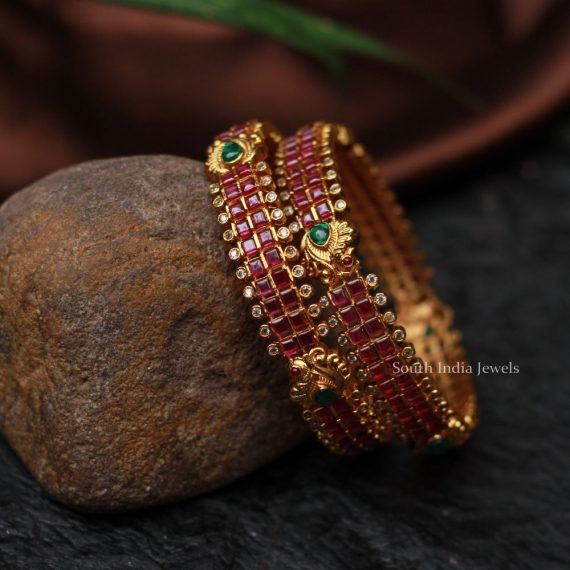 Traditional Red Stone Bangle Set (2)