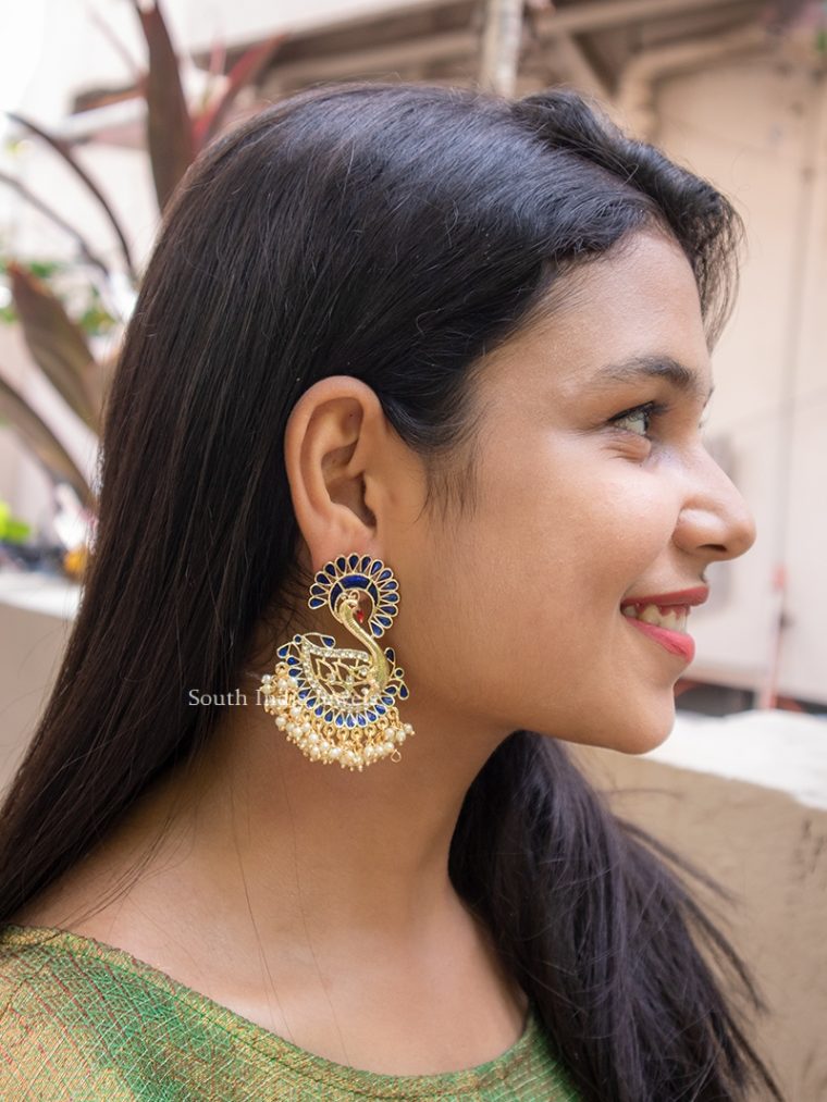 Elegant Swan Enamel Earrings