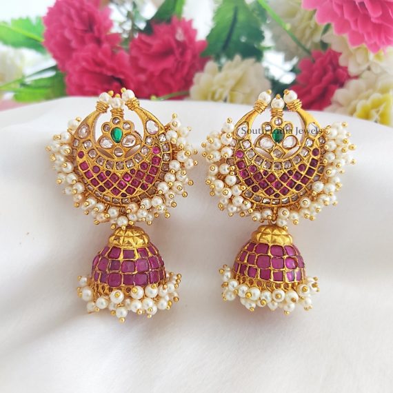 Elegant Kemp Stone Jhumkas