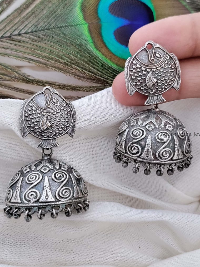 Fish Design German Silver Jhumkas