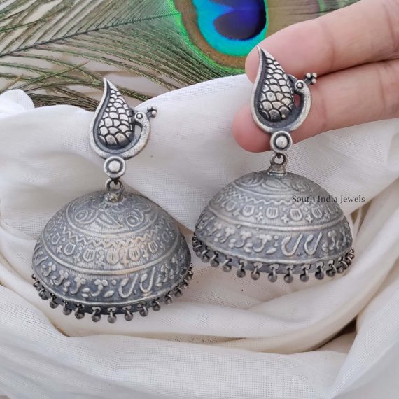 German Silver Peacock Jhumkas