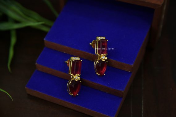 Pretty Red Stone Earrings