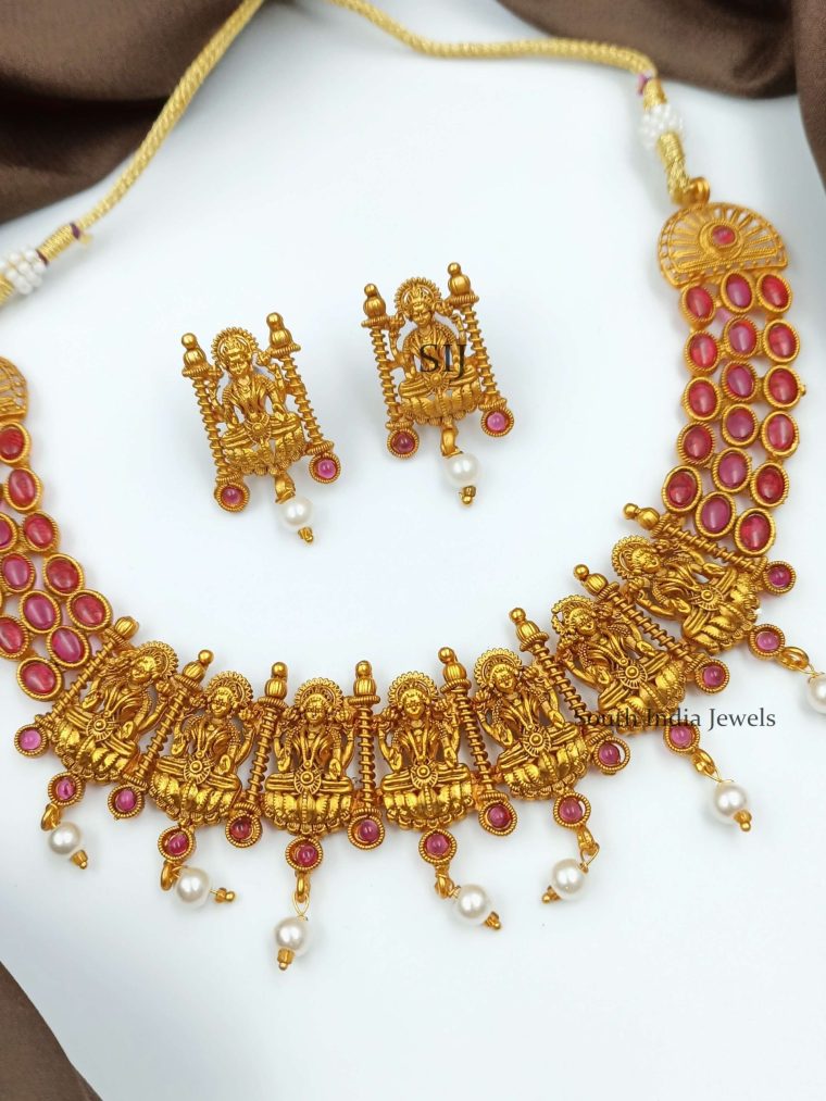 Red Stone Lakshmi Necklace