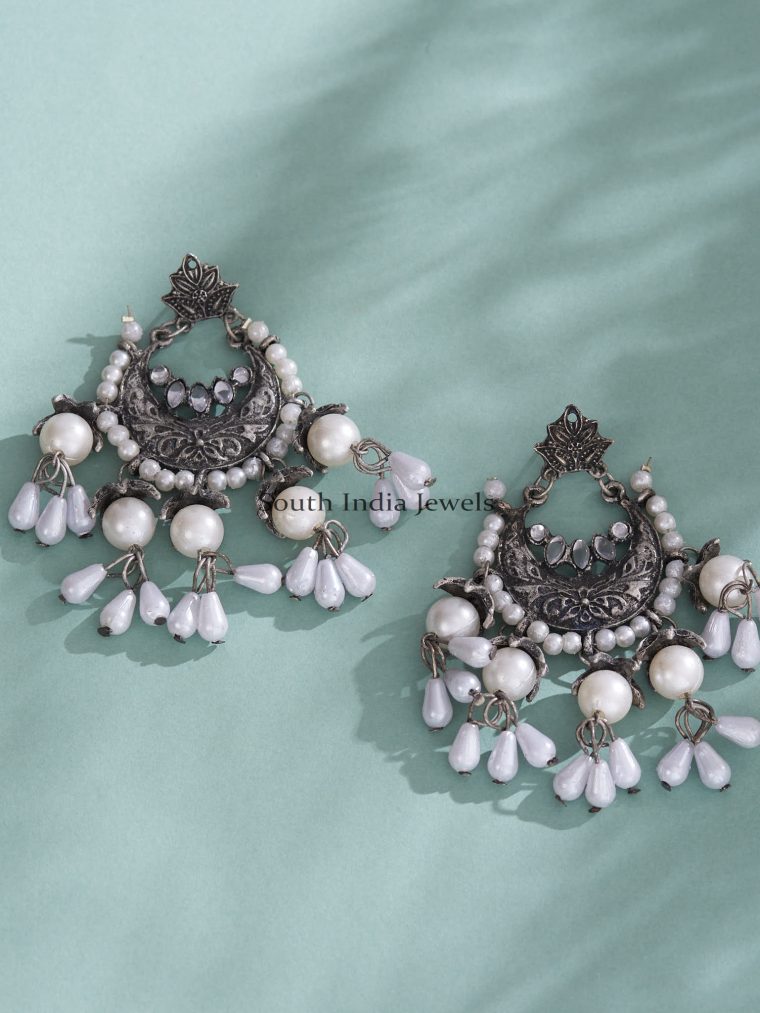 German Silver Chandbali Earrings