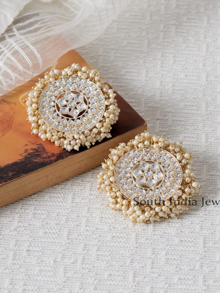 Imitation Kundan Earrings with Pearls