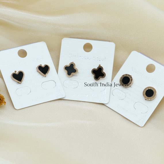 3 Pairs of Cute Black Stud Earrings