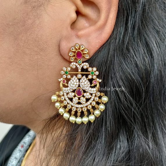 Amazing Dual Peacock CZ Stones Earrings