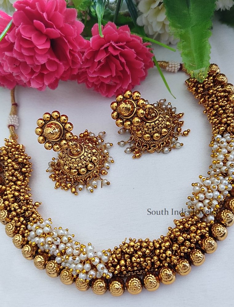 Marvelous Gold Pear Necklace Set