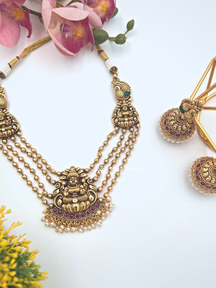 Antique Layered Lakshmi Pendant Necklace