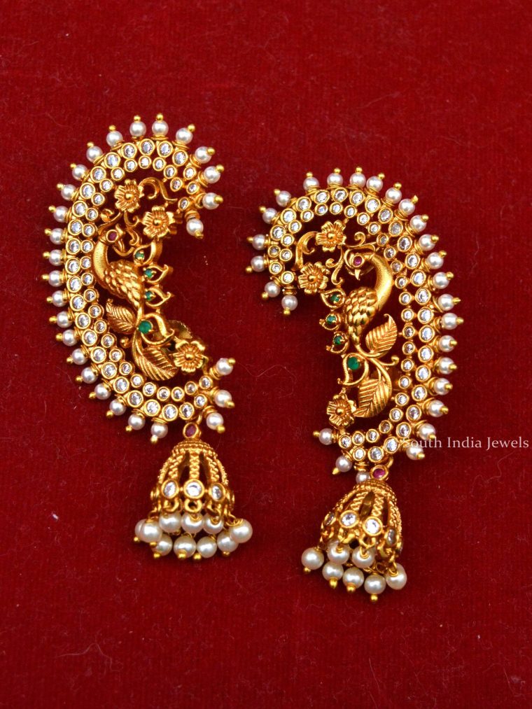 Traditional Peacock Ear Cuff Jhumkas