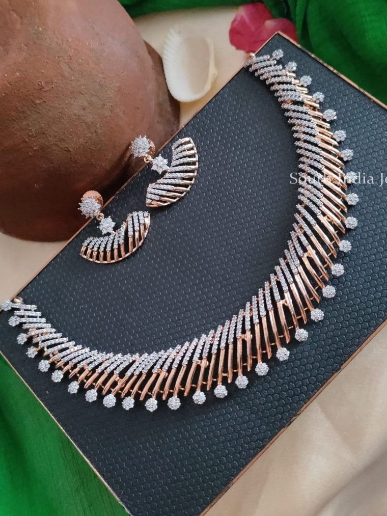 Beautiful Rose Gold Stone Necklace