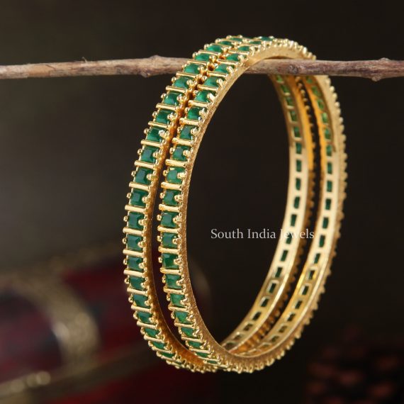 Single Line Emerald Stone Bangles