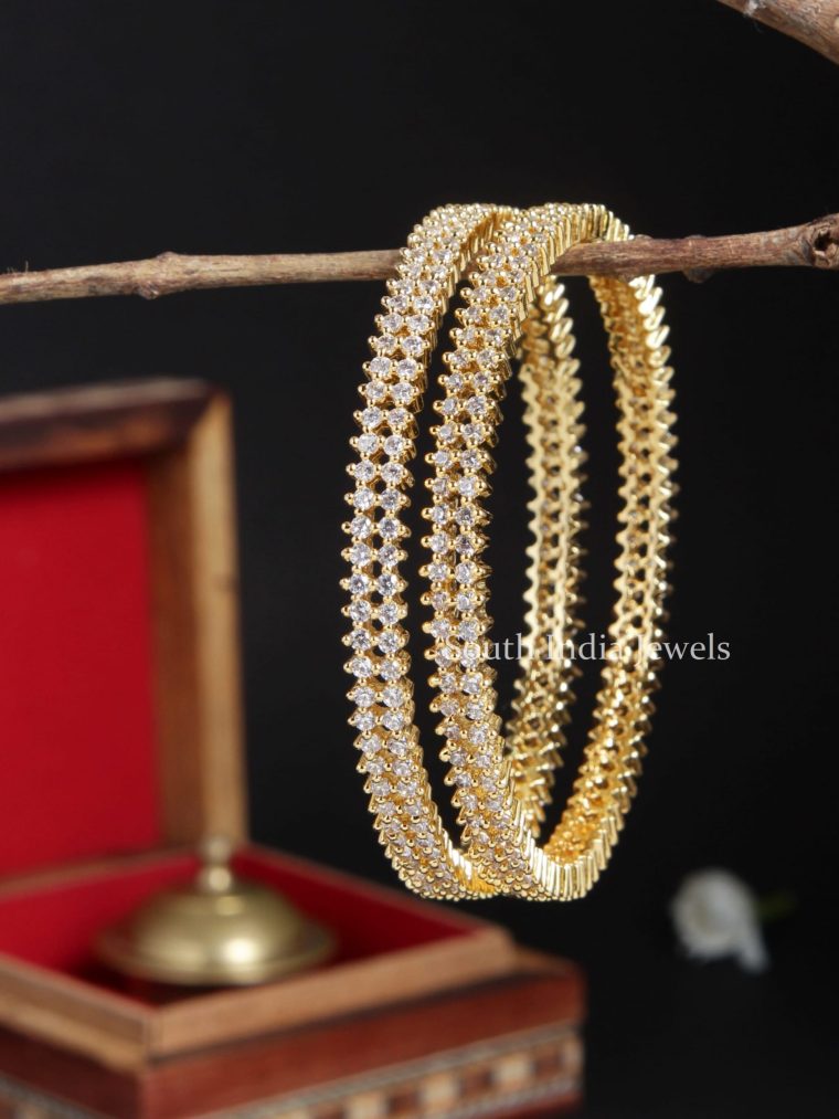 Two Line White AD Stone Bangles