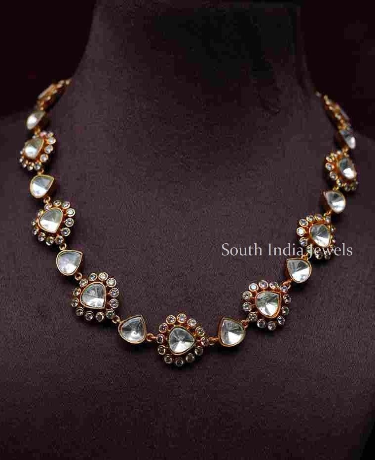 White Stone Polki Necklace Set