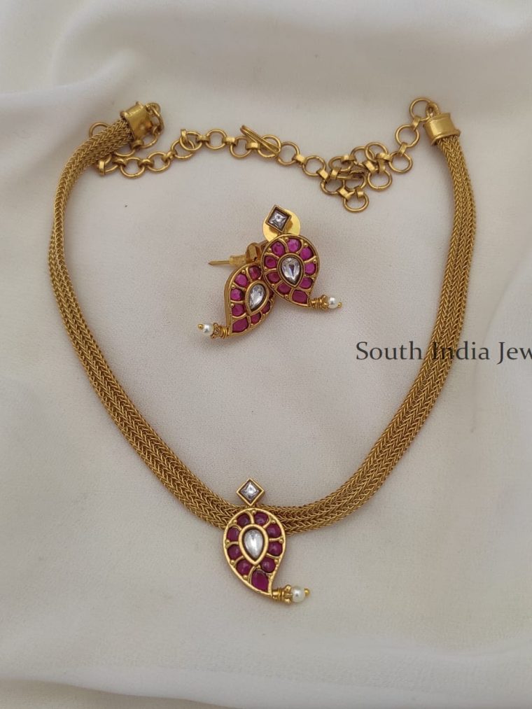 Wonderful Ruby White Attigai Necklace