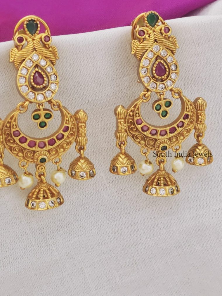 Classy Jhumkas in Matt Gold Finish