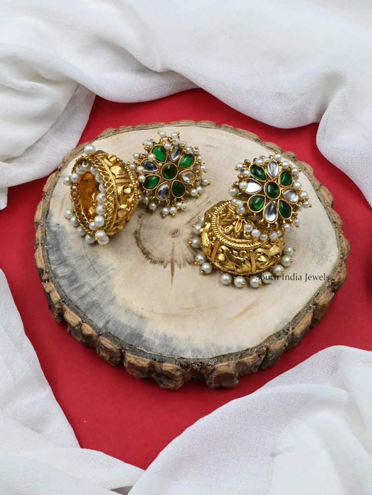 Gorgeous Kundan Temple Jhumkas