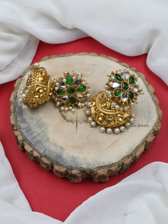 Gorgeous Kundan Temple Jhumkas